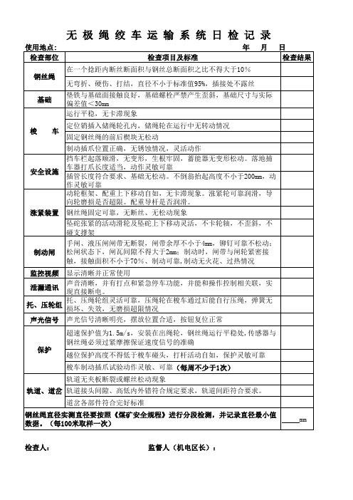 无极绳绞车检查标准