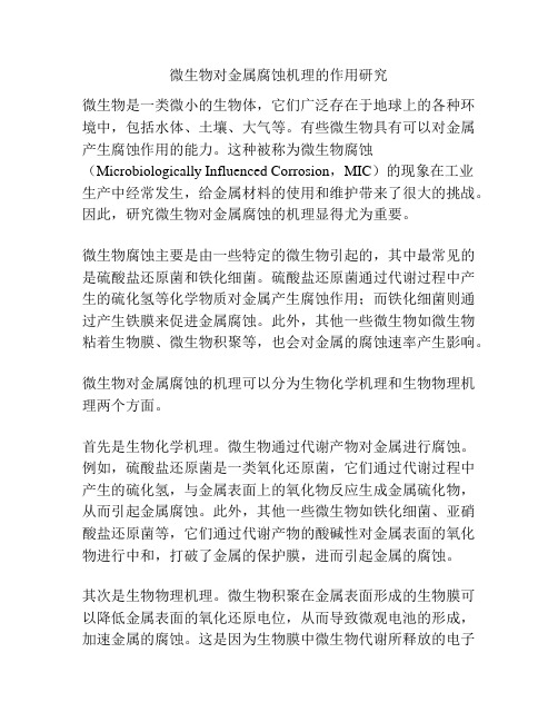 微生物对金属腐蚀机理的作用研究