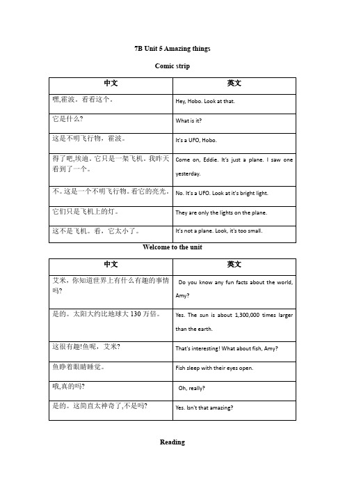 牛津译林版 7BUnit 5 课文默写(含答案)
