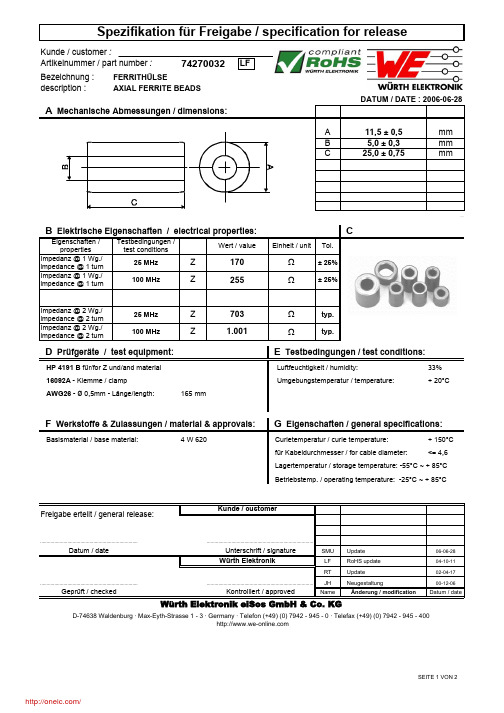 74270032;中文规格书,Datasheet资料