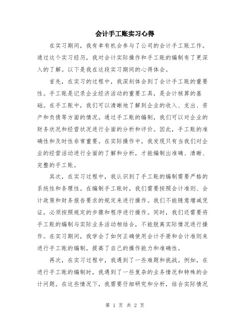 会计手工账实习心得