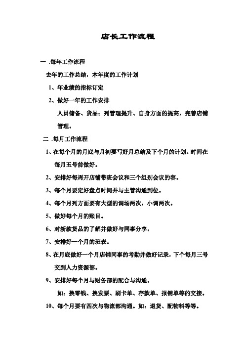 服装店店长工作流程图
