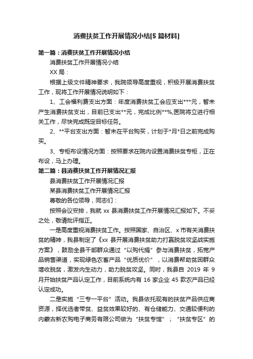 消费扶贫工作开展情况小结[5篇材料]