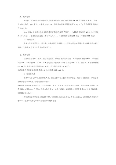 社保缴费标准