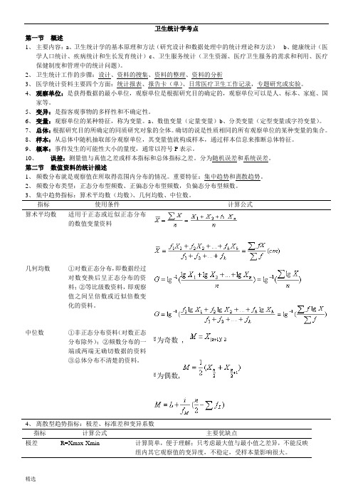 2016年疾病控制(中级)卫生统计学考点全版.doc全版.doc