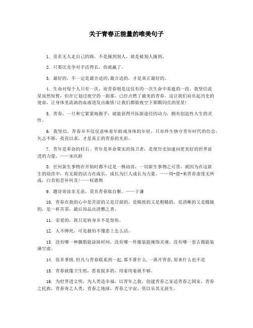 关于青春正能量的唯美句子
