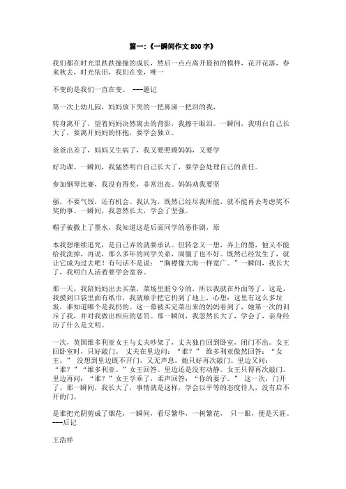 一瞬间作文800字