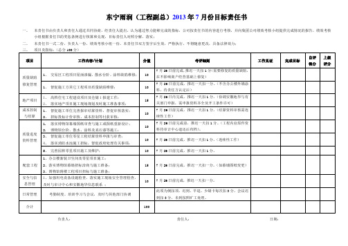 韩长贵13年7月份目标责任书