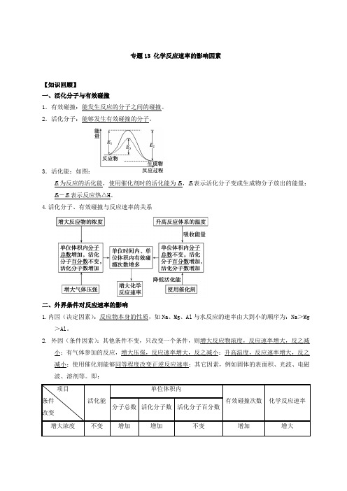 高一化学 专题13 化学反应速率的影响因素 含解析