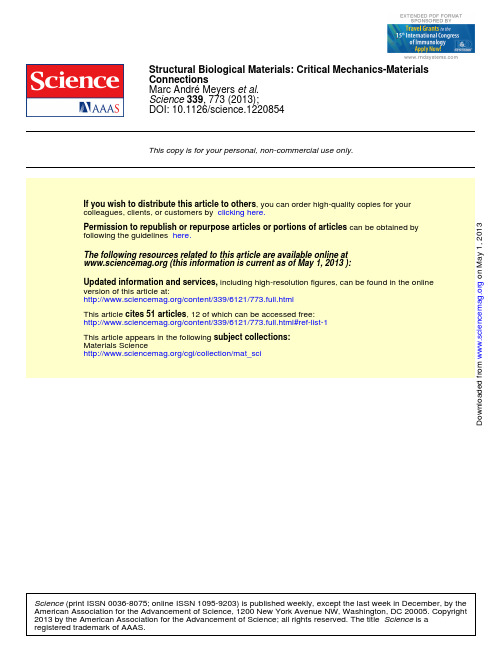 Structural Biological Materials-Critical Mechanics-Materials Connections
