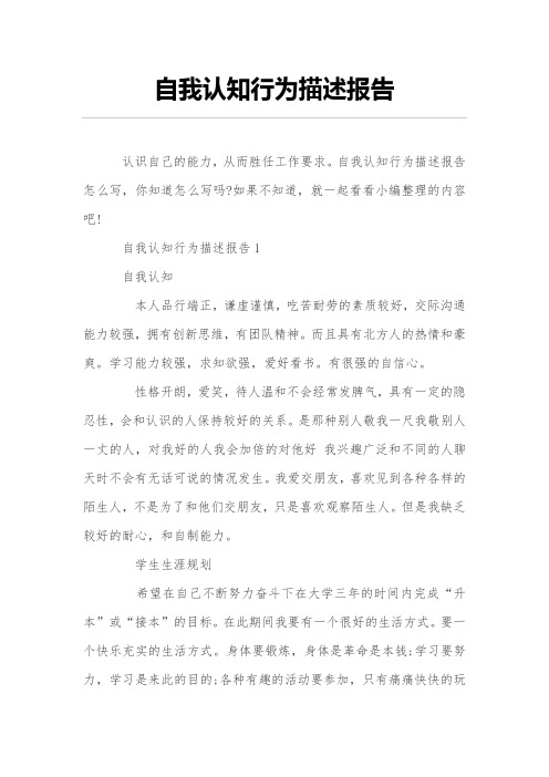 自我认知行为描述报告