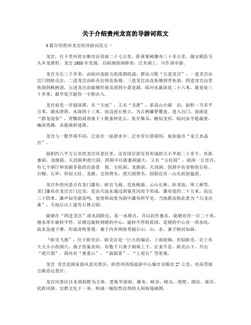 关于介绍贵州龙宫的导游词范文