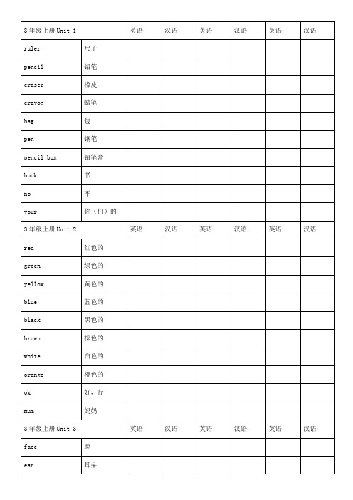 人教新起点小学英语单词3-6年级记忆模版