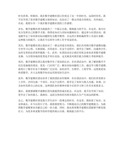 数学建模社团工作感想