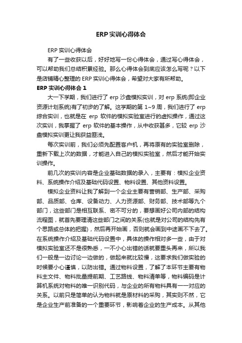 ERP实训心得体会