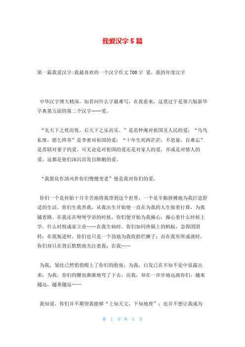 我爱汉字5篇