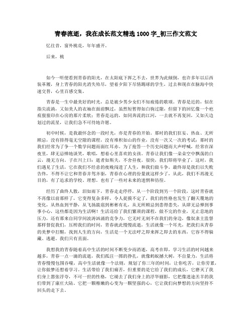 青春流逝,我在成长范文精选1000字_初三作文范文