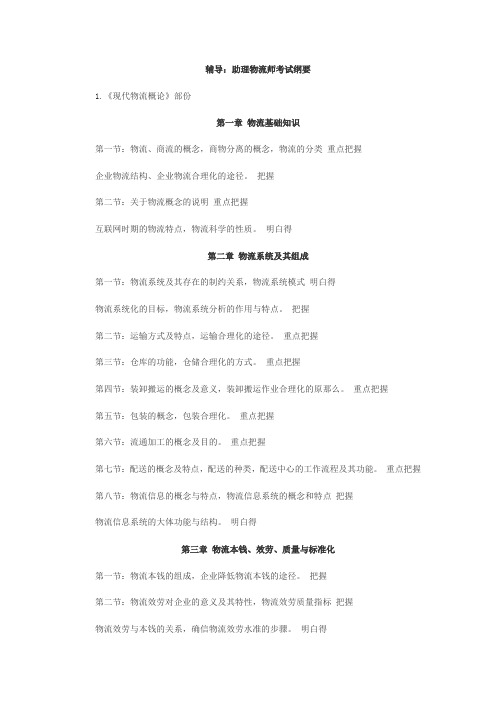 助理物流师考试纲要