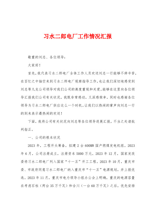 习水二郎电厂工作情况汇报