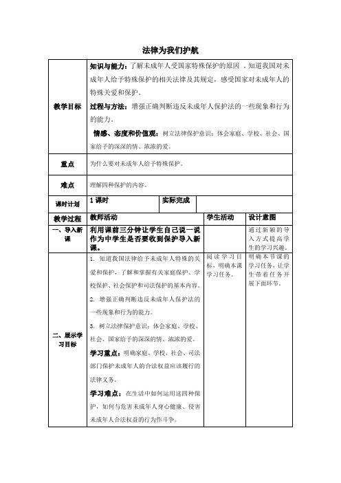 整合人教版道德与法治七年级下册10.1《法律为我们护航》导学案共3篇