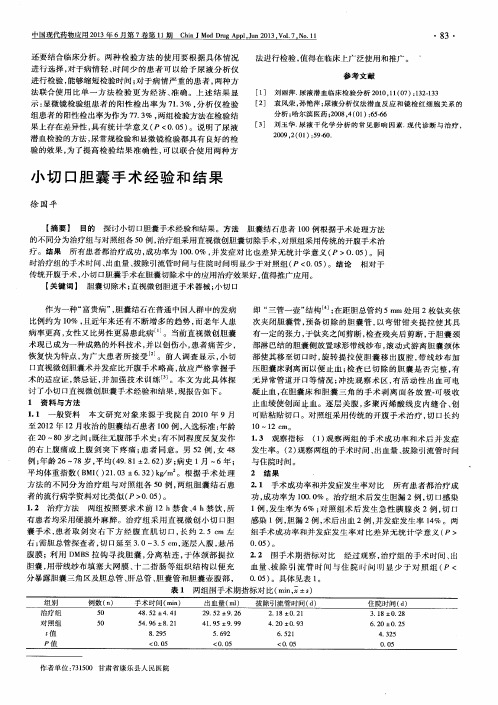 小切口胆囊手术经验和结果