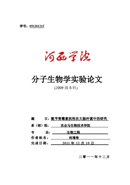 氨苄青霉素抗性在大肠杆菌中的研究