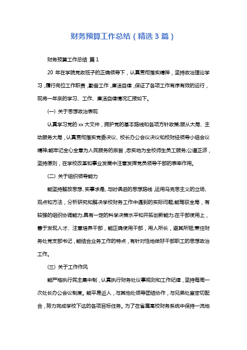 财务预算工作总结(精选3篇)