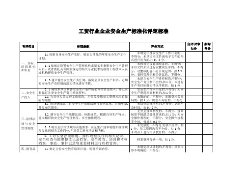 工贸行业企业安全生产标准化评定标准