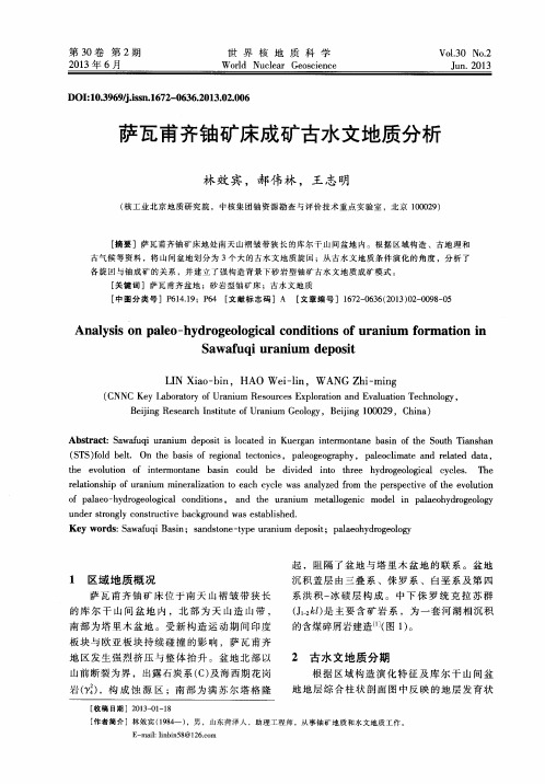 萨瓦甫齐铀矿床成矿古水文地质分析