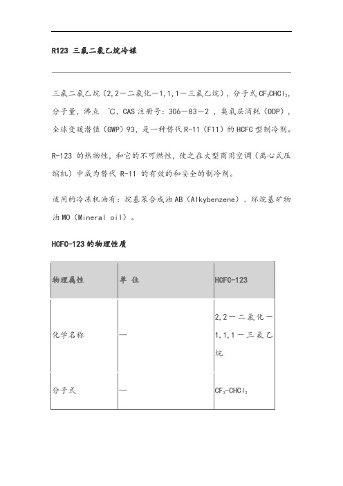 R123制冷剂性质