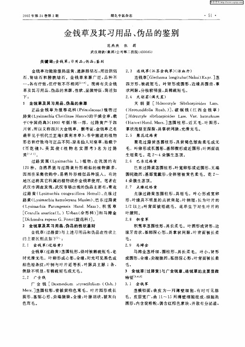 金钱草及其习用品、伪品的鉴别