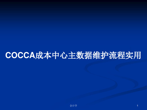 COCCA成本中心主数据维护流程实用PPT学习教案