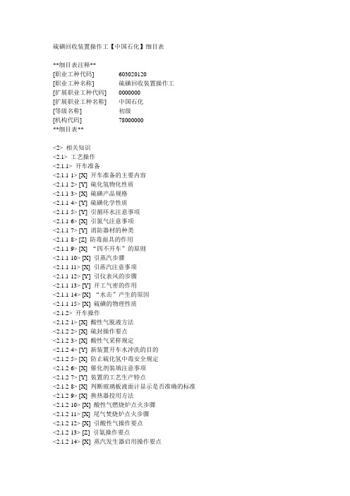 硫磺回收装置操作工(初级)