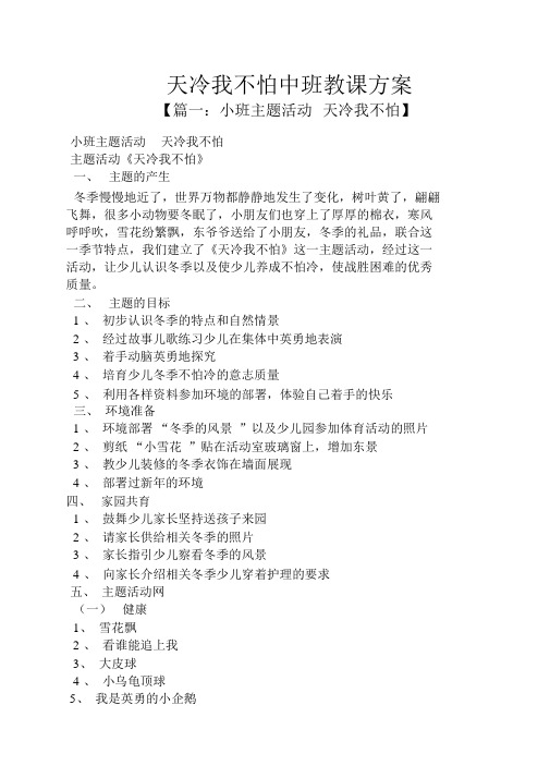 天冷我不怕中班教案