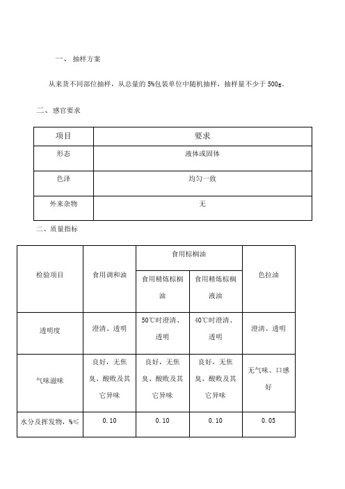 食用油检验标准