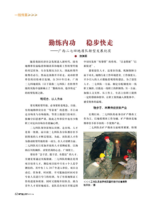勤练内功稳步快走——广西二七四地质队转型发展纪实