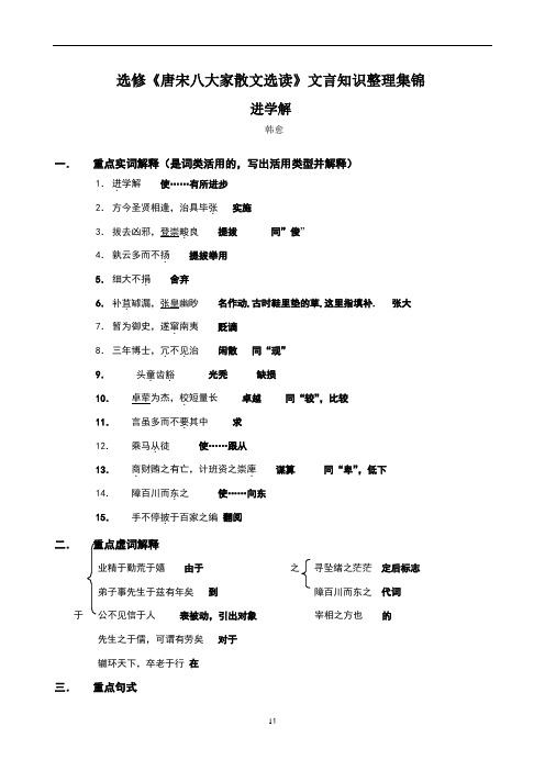 高中选修《唐宋八大家散文选读》文言知识整理集锦【35页】