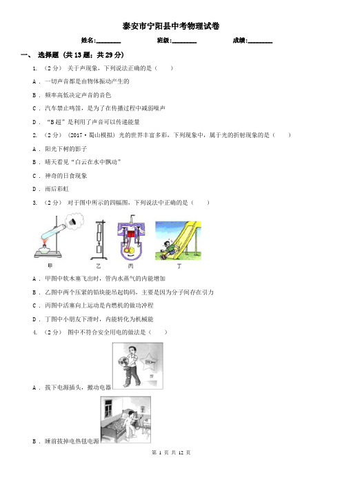 泰安市宁阳县中考物理试卷