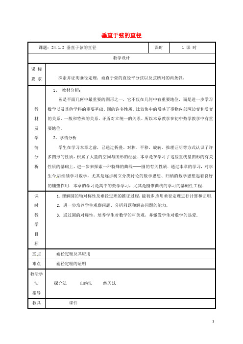 湖南省益阳市资阳区迎丰桥镇九年级数学上册 第二十四章 圆 24.1 圆的有关性质 24.1.2 垂直