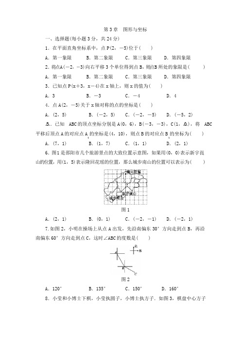 2020年湘教版八年级数学下册第3章 图形与坐标单元测试题及答案