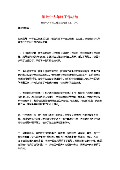 渔政个人年终工作总结5篇