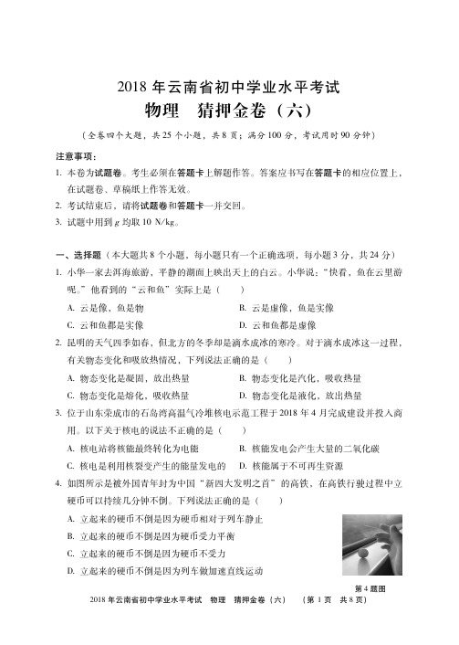 2018年云南省初中学业水平考试(中考)物理冲刺金卷