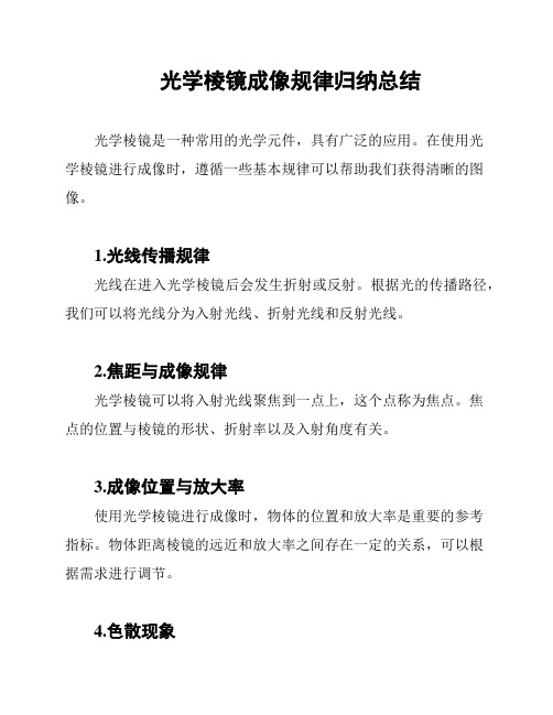 光学棱镜成像规律归纳总结