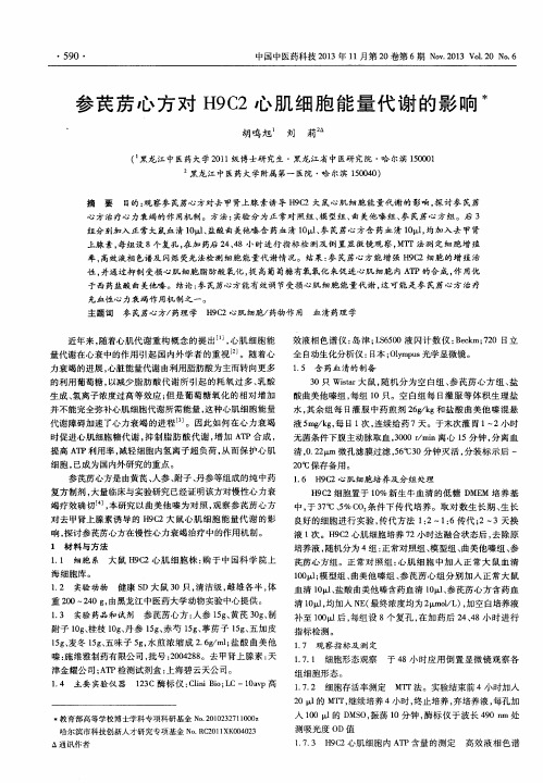 参芪苈心方对H9C2心肌细胞能量代谢的影响