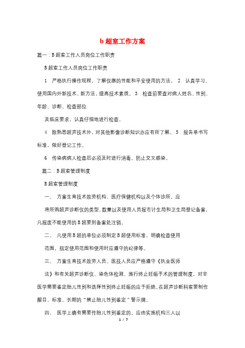b超室工作计划
