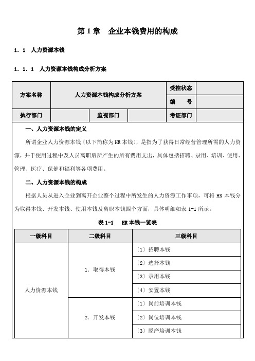 人力资源成本预算分析与编制(样本)