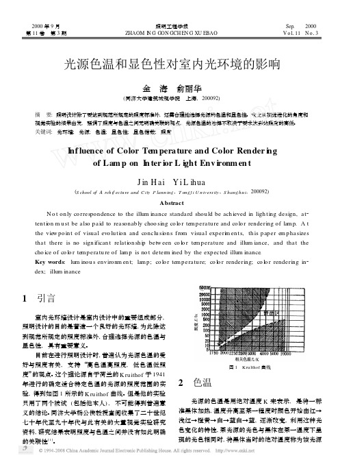 光源色温和显色性对室内光环境的影响