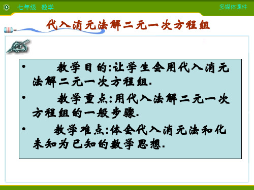 .  代入消元法解方程()    优秀课特等奖 课件