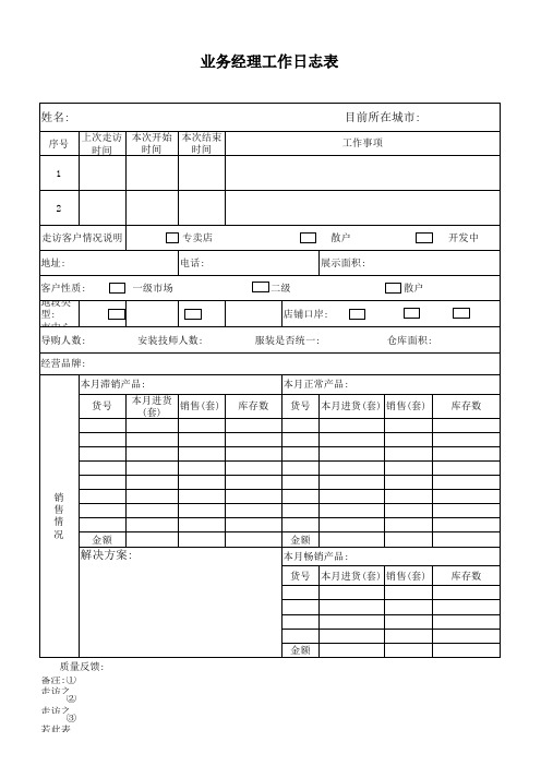 业务经理每日工作日志