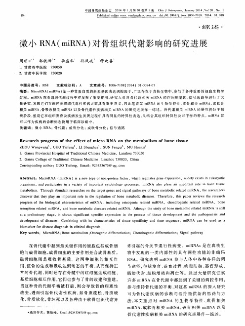微小 RNA(miRNA)对骨组织代谢影响的研究进展